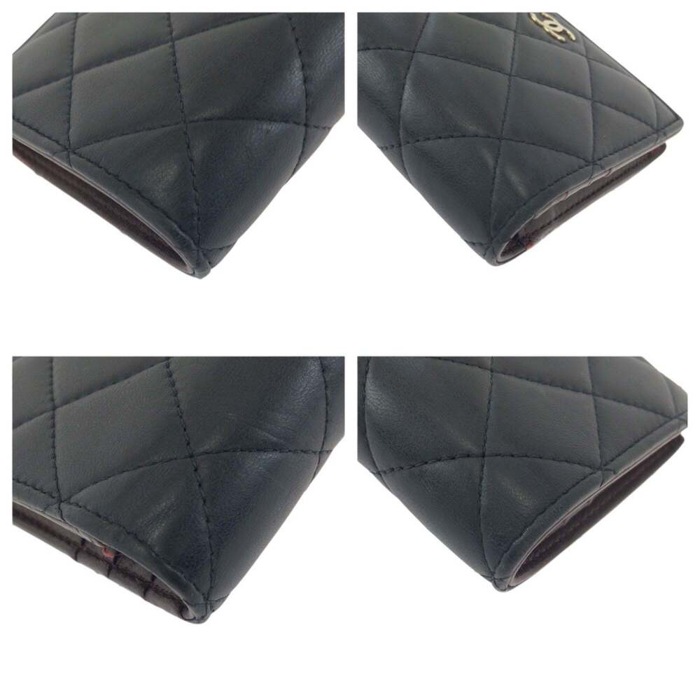 CHANEL Authentic Black Lambskin Leather Logo Wallet - Picture 4 of 10